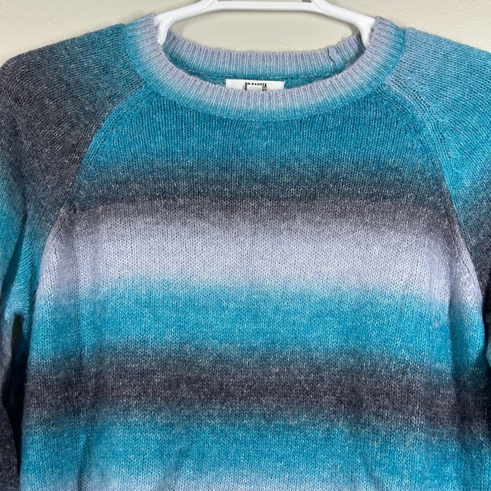 BB Dakota Steve Madden Blue Ombre Space Dye Knit Crewneck Sweater Womens Large